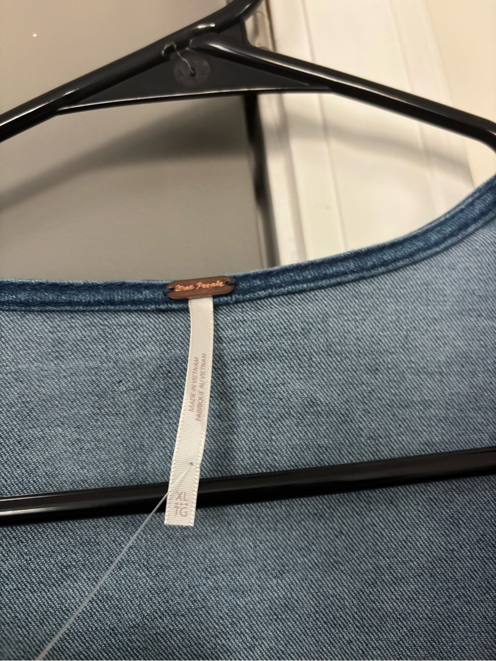 NWT Free People Denim Button-Front V-Neck Top - Picture 2 of 6